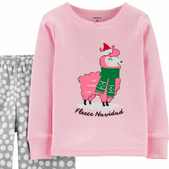 CARTER'S Girl "Fleece Navidad" PJs Top 5 NWT - Picture 1 of 2